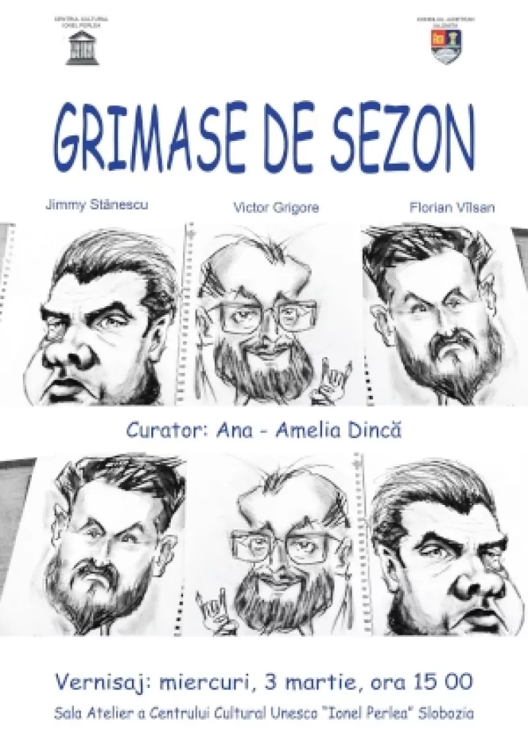 Grimase de sezon, expozitie de caricatura, va avea vernisajul miercuri, 3 martie, la Cantrul Cultural UNESCO Ionel Perlea din Slobozia